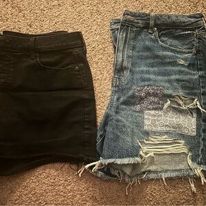 American Eagle Outfitters Black and Blue Mini Pencil Skirt